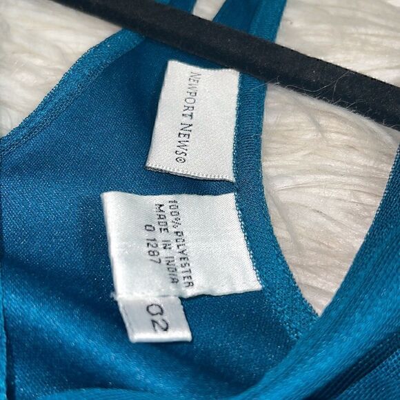 Vintage Newport News Dress Womens Halter y2k 90s embroidered sequin Fairy Teal - Picture 8 of 12